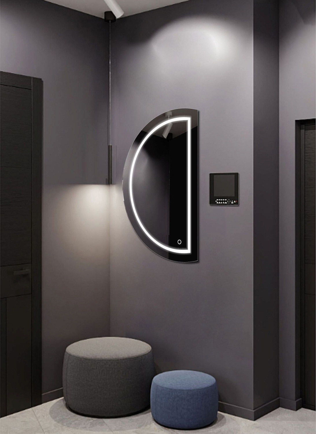 Полукруглое зеркало с подсветкой А073К