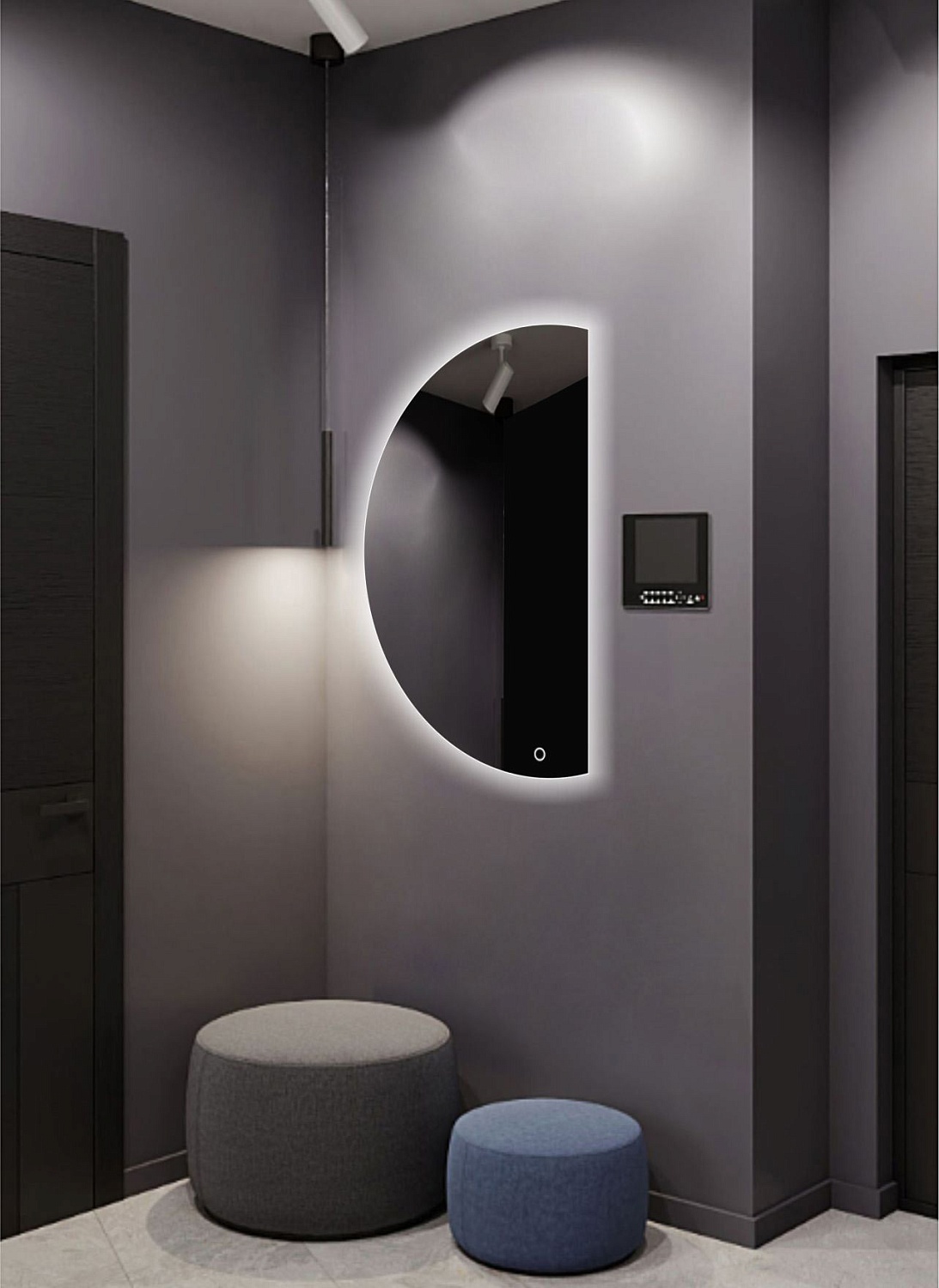 Полукруглое зеркало парящее А043К