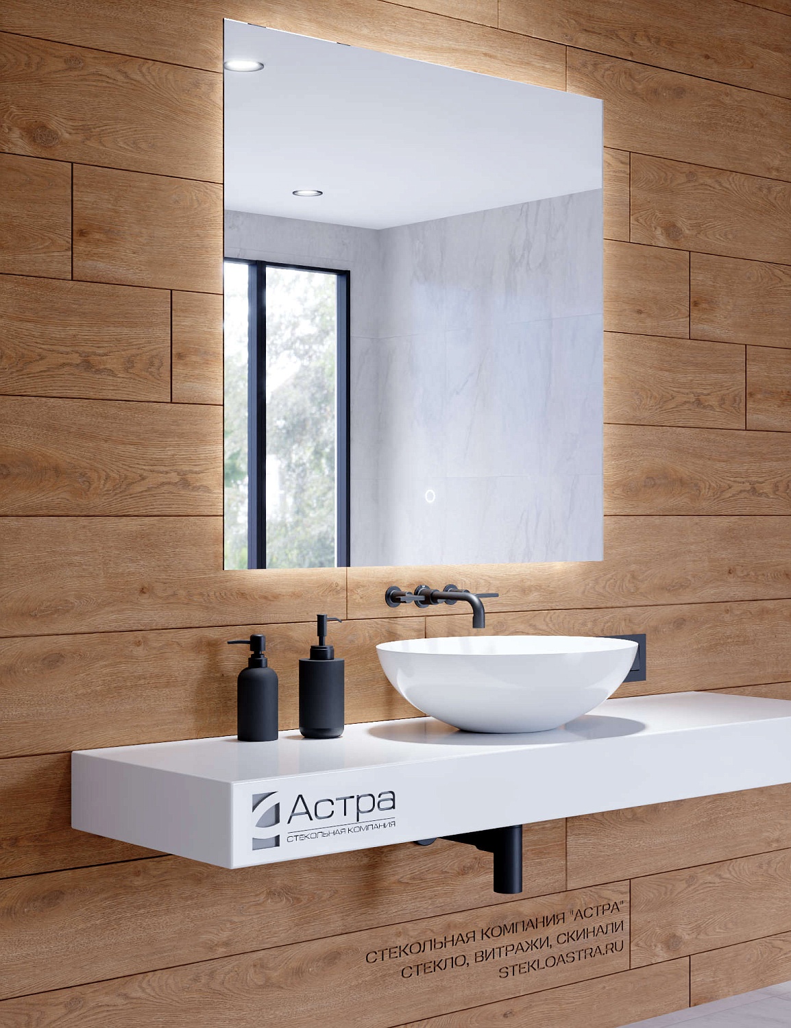 Квадратное зеркало парящее А032К