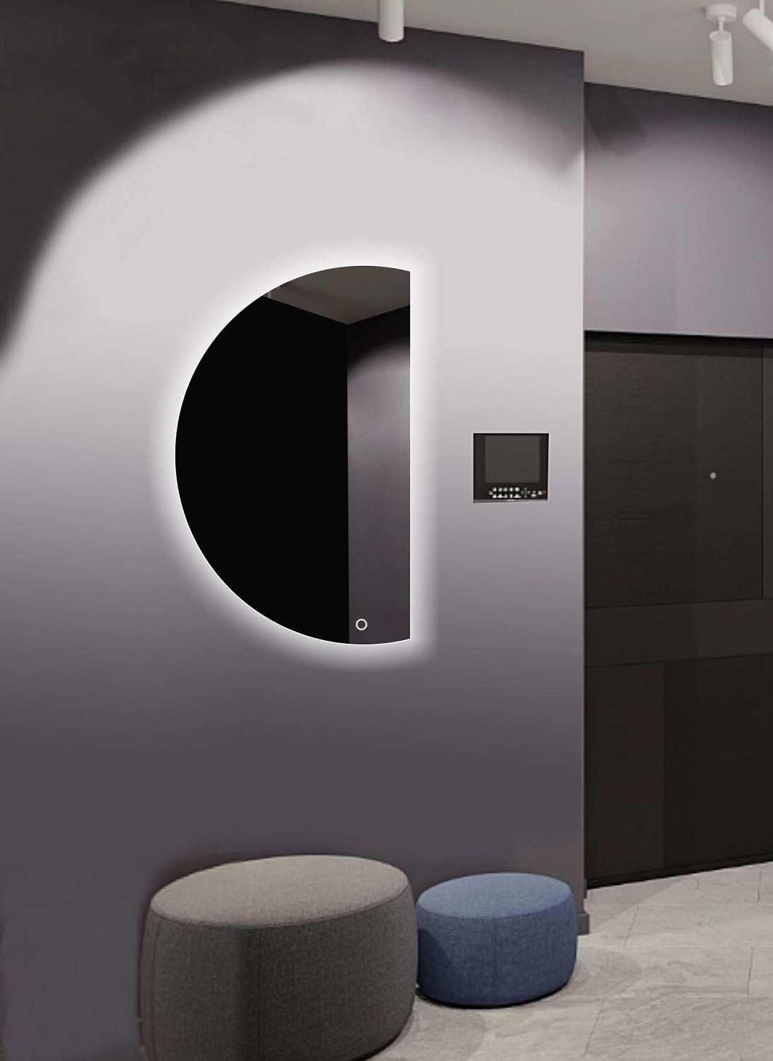 Полукруглое зеркало парящее А043К